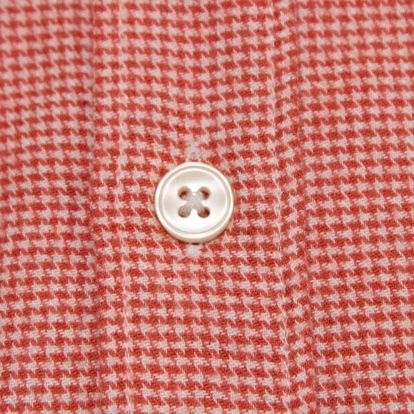 Caliban NWT Dress Shirt Size 40 15.75 Regular Fit in Orange Houndstooth Cotton